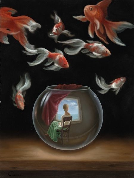 Samy Charnine | The Sea Inside Dali Paintings, Surreal Artwork, Social Art, Surrealism Painting, Visionary Art, Artist Paint, Fish Art, Funny Art, French Artists