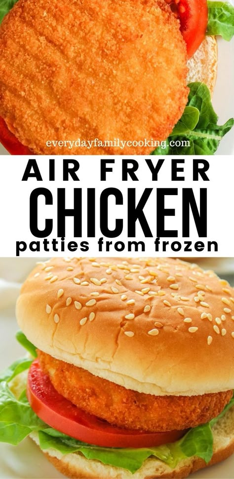 Air Fryer Chicken Patties Frozen, Chicken Burgers Air Fryer, Chicken Patty Recipes Frozen, Air Fryer Chicken Patties, Burgers Air Fryer, Kid Dinner, Cook Frozen Chicken, Chicken Patty Recipes, Spicy Chicken Sandwiches