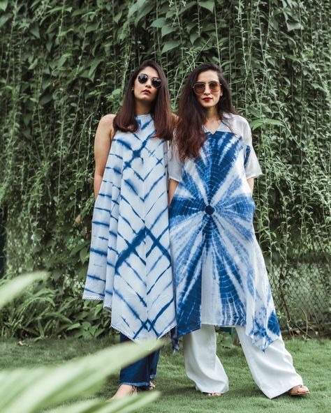 Shibori Clothing, Shibori Dress, Cotton Dress Pattern, Tie Dye Patterns Diy, Twins Fashion, Co Ords Outfits, Tie Dye Crafts, Designer Kurti Patterns, Tie Dye Fashion