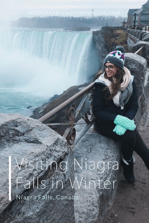 Niagara Falls is an iconic destination and once called itself the "Honeymoon Capital of the World", but is it worth a day trip from Toronto in winter? We took a visit and were impressed with the sheer amount of water flowing over the falls every single second. The power is tremendous. Read this post if you're considering visiting Niagara Falls in winter! Niagra Falls Winter Outfit, Niagara Falls Canada Winter, Niagara Falls Outfit Winter, Niagara Falls Canada Outfit, Niagara Falls Outfit Fall, Niagra Falls Outfits, Niagara Falls Picture Ideas, Niagara Falls Outfit, Toronto In Winter