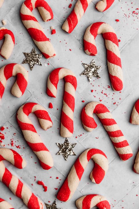 Candy Cane Cookies | Cravings Journal Candy Cane Biscuits, Christmas Dessert Display, Candy Cane Cookie Recipe, Christmas Snacks Easy, Best Christmas Cookie Recipes, Christmas Cookie Box, Christmas Cookie Recipes, Candy Cane Cookies, Butter Toffee