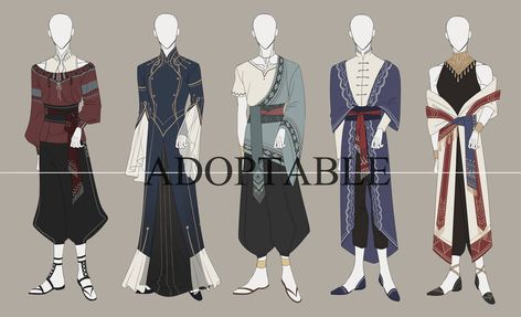 Male Fantasy Clothing Design, Male Fantasy Clothing, Adoptable Outfit, Clothing Design Sketches, Drawing Anime Clothes, Anime Dress, Fashion Design Drawings, Fantasy Dress, Fashion Design Sketches