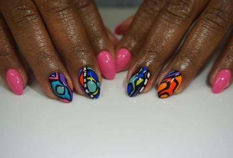 Tabitha Brown Nails, Spirit Fingers, Tabitha Brown, Spirit Finger, Abstract Nails, Funky Nail Art, Sassy Nails, Awesome Nails, Nail Candy