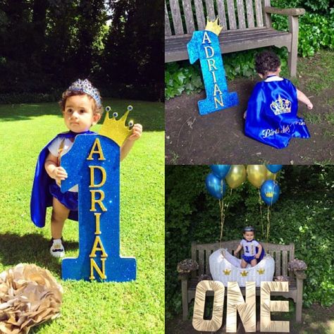 Too cute! Elite Prince Prince Cape, First Birthday Outfit Boy, Royal Prince Birthday Party, Prince Birthday Theme, Little Prince Party, Prince Birthday Party, Prince Party, Holographic Print, Prince Birthday