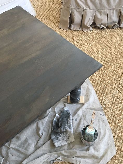 Gray Stained Dining Table, Dark Gray Wood Stain, Gray Painted Dining Room Furniture, Gray Stained Table, Carbon Grey Wood Stain, Gray Wash Furniture Diy, Carbon Gray Wood Stain, Grey Stained Table, Refinish Table