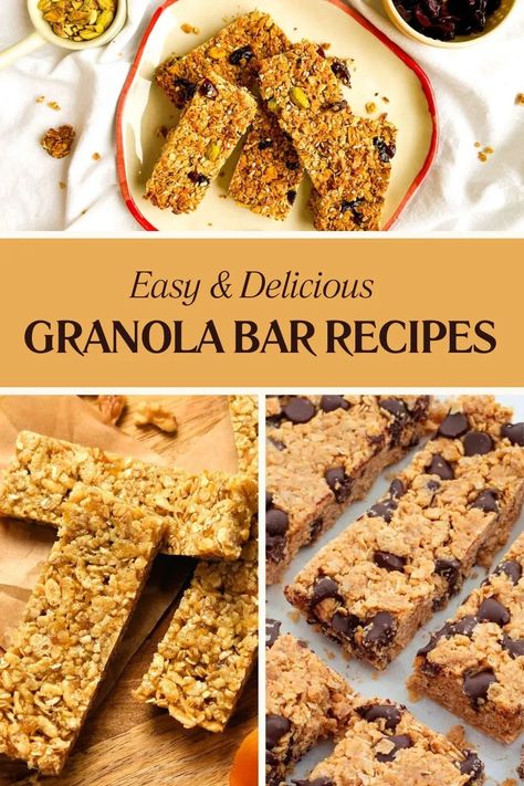 Homemade Granola Bar Recipes Pin 1 Homemade Mr Goodbar, Granola Bars Homemade, Homemade Granola Bar, Granola Bar Recipes, Homemade Granola Bar Recipe, Easy Granola Bars, Homemade Bars, Breakfast Sides Dishes, Breakfast Sides