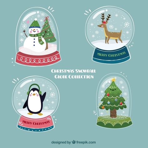 Hand drawn snowglobes with christmas cha... | Free Vector #Freepik #freevector #christmas Christmas Cryptids, Globe Drawing, Painted Window Art, Christmas Card Illustration, Christmas Paintings On Canvas, Christmas Doodles, Vector Christmas, Halloween Illustration, Etsy Christmas