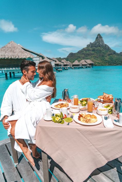 Bora Bora Aesthetic Couple, Luxury Honeymoon Destinations, Bora Bora Wedding, Bora Bora Honeymoon, Couples Spa, Bora Bora Resorts, Couples Resorts, Travel Pose, Resort Lifestyle