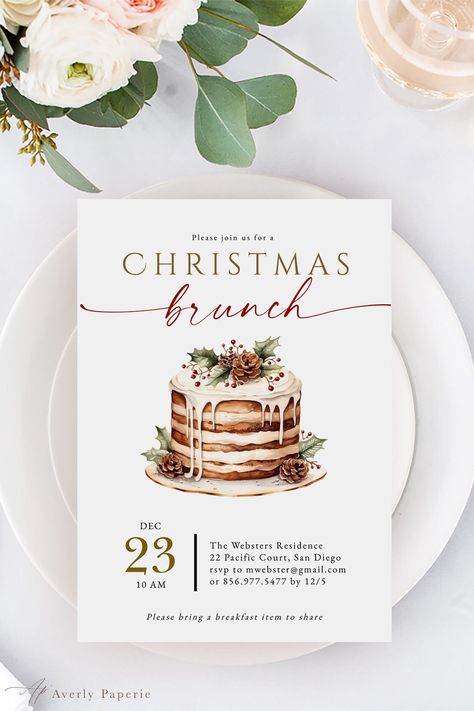 Christmas Brunch Invitations, Christmas Marketing Campaign, Christmas Brunch Party, Breakfast Invitation, Siargao Island, Christmas Party Invitation Template, Christmas Date, Holiday Templates, Birthday Brunch