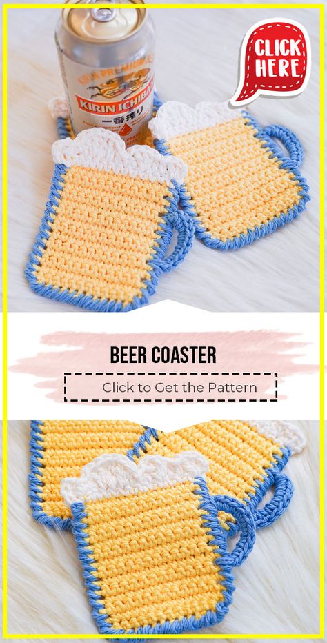 crochet Beer Coaster easy pattern  - Easy Crochet Beer Coaster Pattern for Beginners. Click to Get the Pattern #Coaster #crochet #crochetpattern
 via @shareapattern.com Crochet Coaster Chart, Crochet Square Coasters Free Pattern, Crochet Record Coasters, Crochet Coaster Ideas, Cute Crochet Coasters Free Pattern, Super Easy Crochet For Beginners, Crochet Coasters Pattern, Crochet Beer, Crochet Cup Coaster