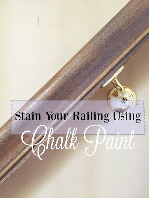 Chalk Paint Makeover: The Stair Rail Paint Stairway Railing, How To Sand Stair Railing, Refinish Stair Railing, Refinishing Stair Railing, Painting Staircase, Staircase Trim, Stair Redo, Painted Banister, Painted Stair Railings