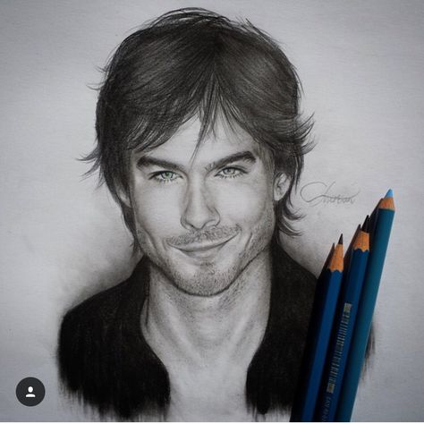 Klaus Mikaelson Sketch, Drawing Damon Salvatore, Damon Salvatore Drawing Easy, Damon Salvatore Sketch, Drawing Vampire Diaries, Damon Sketch, The Vampire Diaries Drawings, Ian Somerhalder Drawings, Damon Salvatore Drawing