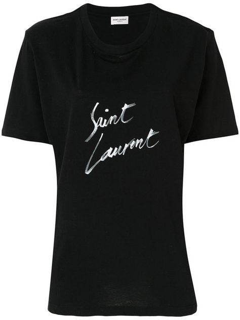 SAINT LAURENT Logo Signature Boyfriend T-Shirt. #saintlaurent #cloth #t-shirt Saint Laurent Logo, Saint Laurent Shirt, Art Album, Boyfriend T Shirt, Signature Logo, Tshirt Logo, Black Cotton, Yves Saint Laurent, Neck T Shirt