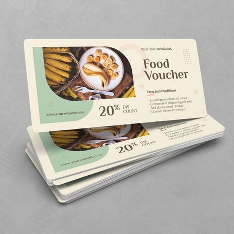 Food Gift Voucher Templates Corporate Identity Restaurant Voucher Design, Food Coupon Design, Coupon Design Ideas, Voucher Design Coupon, Voucher Design Ideas, Gift Voucher Design Templates, Voucher Design Template, Minimalist Food, Restaurant Card