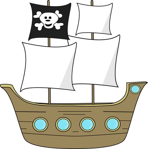 Pirate ship clip art - use as template to make homemade ship from cardboard boxes Ship Clip Art, Cartoon Pirate Ship, Pirate Printables, Christmas Clipart Free, Pirate Classroom, Pirate Crafts, Nautical Themed Party, Pirate Birthday Party, Winslow Homer