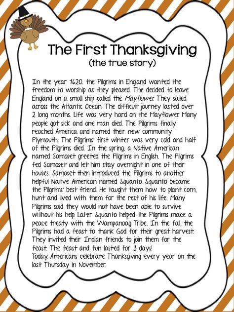 First Thanksgiving Classroom Thanksgiving, Thanksgiving Story, The First Thanksgiving, Thanksgiving Lessons, Thanksgiving Stories, Thanksgiving Worksheets, Thanksgiving School, Thanksgiving Classroom, Thanksgiving Projects