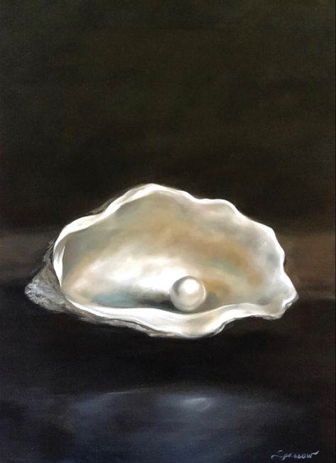 #pearl #precious #purity #style #colour #fine  #art #fineart #painting #oysters #love #beauty Bild Gold, Pearl Aesthetic, Pearl Paint, Oyster Pearl, Arte Inspo, Oyster Shell, Painting Art Projects, Aesthetic Art, Collage Art