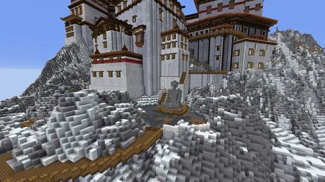 Mountain Monastery, Minecraft Mountain, Minecraft Castle Designs, Minecraft Houses Survival, Minecraft Castle, Cartoon Video Games, Minecraft Map, Minecraft Construction, Minecraft Survival