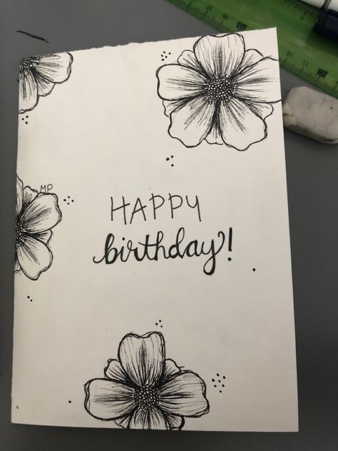 Birthday Drawing For Mom, Simple Birthday Card Ideas For Friends, Card Decoration Ideas Drawing, Card Decoration Ideas, Friends Happy Birthday, Mather Day, Happy Birthday Cards Diy, Drawing Love, Card Decoration