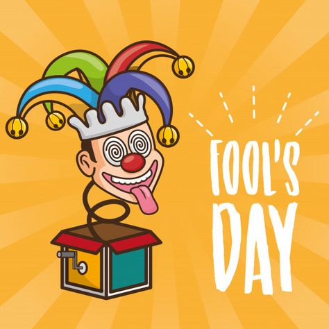 April fools day greeting with toy jester | Free Vector #Freepik #freevector #box #cartoon #comic #face Tongue Illustration, Box Cartoon, Comic Face, Unicorn Birthday Cake, April Fool, Fools Day, Swinging Sixties, Musica Rock, April Fools Day