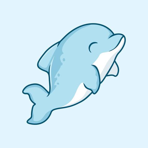 Drawing Of Dolphin, Cute Fish Illustration, Dolphin Cartoon, Fish Illustration, Cute Fish, Leaf Drawing, Cartoon Drawing, Cartoon Cute, Swimming