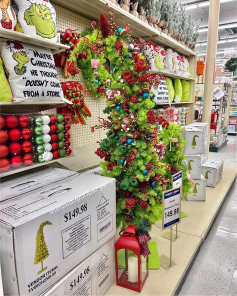 ok now i need a Grinch tree from Hobby Lobby! 😍 so pretty!! 🎄💚 Decorated Grinch Tree, Hobby Lobby Grinch Tree, Grinch Christmas Tree Ideas, 2024 Holidays, Grinch Sign, Christmas Sleepover, Grinch Tree, Grinch Trees, Grinch Decorations