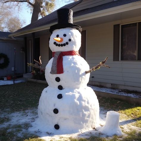 Lady uses spray foam around balloon, creates brilliant Christmas yard decor that'll make neighbors jealous Giant Snowman Diy Outdoor, Diy Yard Snowman, Snowman Float Ideas, Yard Tree Christmas Decor, Diy Snowman For Outside, Fake Outdoor Snow Christmas Decor, Big Snowman Crafts, Diy Spray Foam Snowman, Snowman Yard Decorations