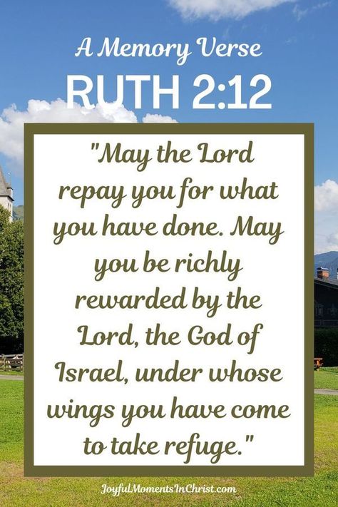 When looking at Ruth 2, the blessing that Boaz gives to Ruth makes an excellent memory verse. As Boaz observes Ruth working in the field, he makes note of the care that she has provided to Naomi. Until this point, he probably had only heard that the widow of one of his relatives had returned with a foreign daughter-in-law. Now Boaz has the opportunity to see what kind of woman Ruth is. All he sees is hard work and dedication, which leads to a delightful blessing. Read the full post! #MemoryVerse Ruth Bible Study, Ruth And Boaz, Modern Day Ruth, Ruth Bible, Encourage Quotes, Ruth 2, Easter Food Ideas, Messages From God, Reflection Questions