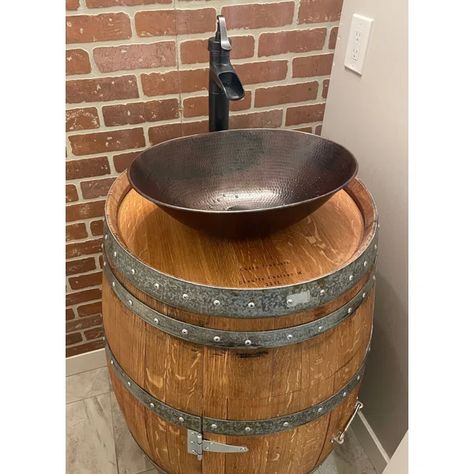 SimplyCopper 17" Oval Copper Vessel Bathroom Sink & Reviews | Wayfair Copper Sink Care, Bowl Sink Bathroom, Whiskey Barrel Sink, Barrel Sink, Hammered Copper Sink, Copper Sinks, Copper Sink Bathroom, Drop In Bathroom Sinks, Small Bathroom Sinks