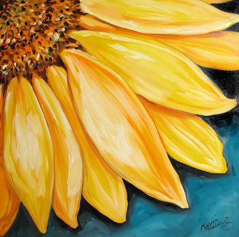 "Yellow Sunflower Caring" par Marcia Baldwin Marcia Baldwin, Simple Oil Painting, 강아지 그림, Sunflower Art, Sunflower Painting, Painting Class, Painting Art Projects, Painting Tips, Easy Paintings