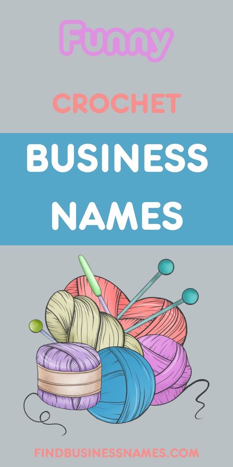 Looking for a laugh? Explore these hilarious funny crochet business names that will make your crafting brand unforgettable! 

From puns to witty wordplay, find the perfect name to tickle your customers' funny bones. 

#CrochetBusinessNames Crochet Group Names, Crochet Puns Funny, Crochet Page Name Ideas, Crochet Puns, Funny Crochet, Catchy Names, Funny Bones, Name For Instagram, Knitting Group