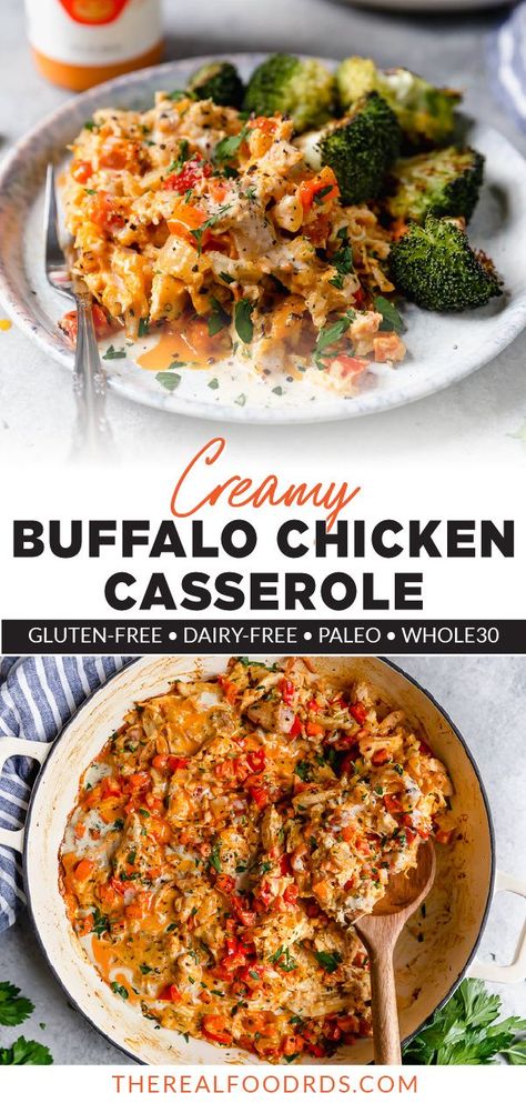 Creamy Buffalo Chicken, Dairy Free Recipes Dinner, Buffalo Chicken Casserole, Dairy Free Low Carb, Low Carb Low Fat Recipes, Dairy Free Dinner, Macro Friendly Recipes, Boiled Egg Diet Plan, Diet Recipes Easy