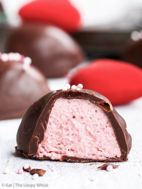 Easter Candy Recipes, The Loopy Whisk, Loopy Whisk, Strawberry Truffle, Mousse Filling, Dessert Truffles, Heart Chocolate, Chocolate Candy Recipes, Raspberry Mousse