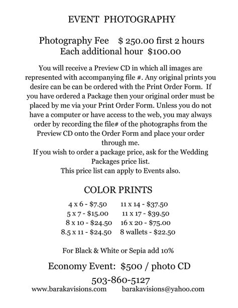 Event Photography Pricing                                                                                                                                                                                 More Event Photography Pricing, Event Photography Tips, Photo Business Ideas, Photographers Price List, Photography Forms, Photography Business Plan, Wedding Photography Contract, Photography Business Ideas, Business Contract