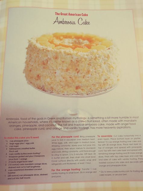 Cooks Easy Ambrosia Cake Orange Vanilla Cake, Ambrosia Cake, Mandarine Recipes, Cake Batter Recipes, Baklava Recipe, American Cake, Cupcake Icing, Summer Cakes, Best Cake Recipes