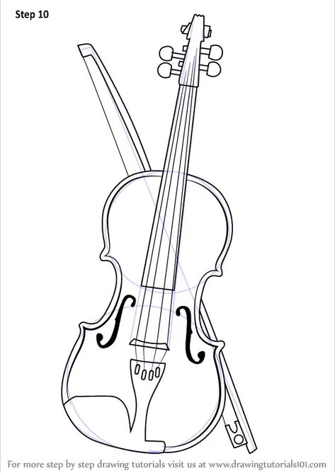 How to Draw a Violin (Musical Instruments) Step by Step Violin Art Drawing, Instruments Drawing, Violin Drawing, Violin Tattoo, Violin Pics, Musical Instruments Drawing, Violin Design, Violin Art, Pencil Drawing Tutorials