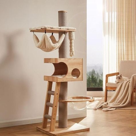 Cat Tower for Big Cats $1999.99 and FAST US Shipping Tag a friend who would love this! #outlet #shoppingtime Hammock Tree, Wooden Cat Tree, Cat Tree House, Cat Climbing Frame, Cat Towers, Play Furniture, Wood Cat, Climbing Frame, Boho Modern