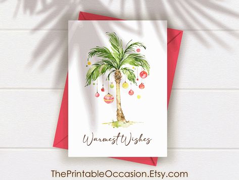 The Printable Occasion - Party Printables: Tropical Christmas Card, Christmas Card, Cute Holiday Card, Christmas Party, Instant Download, Printable Tropical Holiday Greeting Card Tropical Christmas Card, Tropical Christmas Cards, Palm Tree Christmas, Halloween Invitaciones, Christmas Palm Tree, Personalized Party Decor, Business Christmas, Tropical Holiday, Tropical Christmas