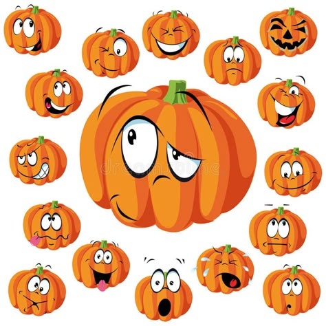 Expressions Illustration, Fall Cutouts, Pumpkin Cartoon, Watercolor Holiday, Halloween Pumpkins Painted, Halloween Cartoon, Halloween Rocks, Fall Halloween Crafts, Halloween Drawings