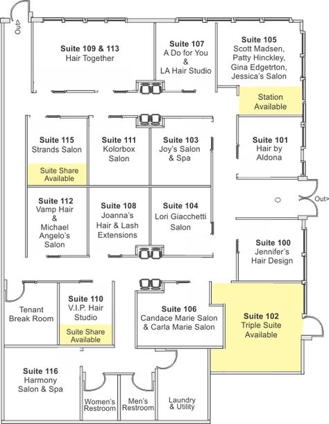 Salon Suites Floor Plan | InStyle Salon & Spa Suites Elk Grove Village IL, Floorplan Salon Suites Building, Salon Suite Blueprint, Salon Suite Building Layout, Salon Suites Floor Plans, Salon Suite Layout Ideas Floor Plans, Salon Suites Layout Ideas Floor Plans, Salon Suite Business Plan, Salon Suite Layout Floor Plans, Salon Suite Decor Studios