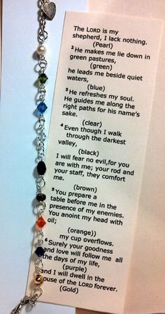 23rd Psalm Bracelet by Mladyfaire on Etsy, $10.00 Psalm Bracelet, The 23rd Psalm, 23rd Psalm, Christian Bracelets, Christian Crafts, Prayer Bracelet, Faith Jewelry, Bible Crafts, Sunday School Crafts