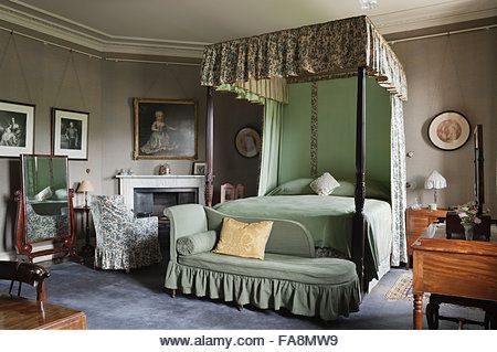 Edwardian Bedroom, English Interior, Old Manor, English Decor, Edwardian House, Four Poster, English Design, English Country House, Canopy Bed