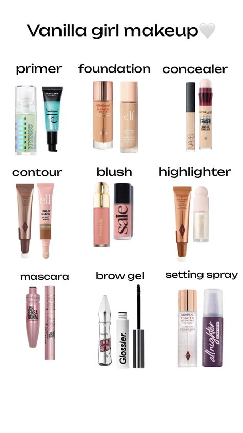 Makeup Routine Simple, Vanilla Girl Makeup, Haut Routine, Preppy Makeup, Essence Makeup, Makeup Order, Makeup Bag Essentials, Simple Makeup Tips, Makeup Face Charts