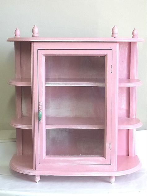 painted curio cabinets | Add it to your favorites to revisit it later. Painted Curio Cabinets, Small Curio Cabinet, Cupboard Ideas, Shabby Chic Cabinet, Shabby Sheek, Upcycled Items, Curio Cabinets, Curio Shelf, Refinishing Furniture Diy