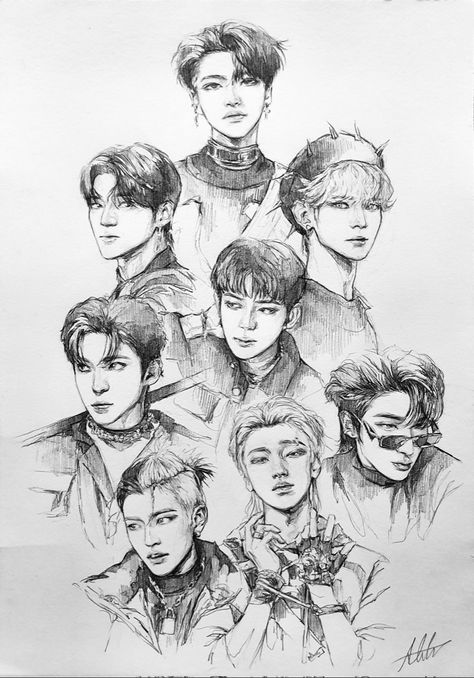 Boy Haircut Ideas, Ateez Fanart, Boy Haircut, The Haircut, Kpop Art, Kpop Drawings, 8 Makes 1 Team, Kpop Fanart, K K