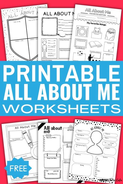 Free Printable All About Me Worksheets For Kids Printable All About Me Worksheet, Get To Know Me Worksheet Free Printable, All About Me Elementary Free Printable, All About Me Homeschool, Free Get To Know You Printable, About Me Printable Free, Free Printable All About Me Worksheets, All About Me Printable Free Preschool, All About Me Preschool Theme Activities Free Printable