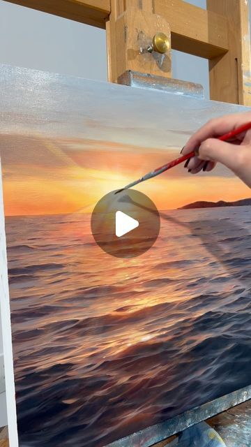 Sunset Oil Painting, Waves Painting, Ocean Waves Painting, Seascapes Art, Wave Painting, Realistic Paintings, Canadian Art, Sunset Painting, Ocean Art