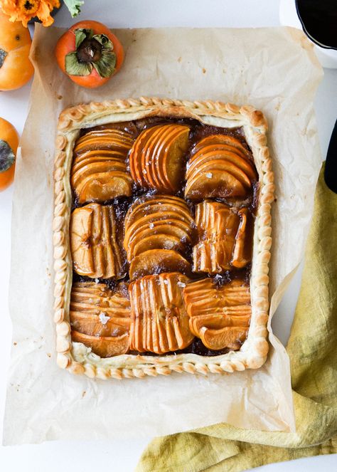 Bourbon Persimmon Galette // Eat Cho Food Persimmon Galette, Persimmon Recipes, Pumpkin Curry, Tropical Food, Decadent Chocolate Cake, Homemade Dough, Asian Inspired Recipes, Snack Attack, Sweet Breads