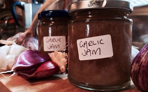 Garlic Jam Recipe, Onion Marmalade Recipe, Garlic Jam, Allotment Recipes, Gf Cooking, Harvest Ideas, Kitchen 101, Jack Monroe, Savory Jam