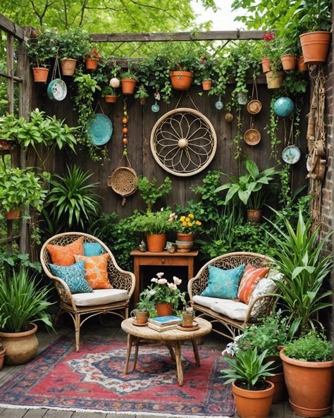 20 Boho Garden Ideas For a Magical Look – ToolzView Small Patio Design Ideas, Henna Booth, Boho Garden Ideas, Porch Vibes, Boho Outdoor Space, Garden On A Budget, Sustainable Tips, Bohemian Backyard, Small Patio Design